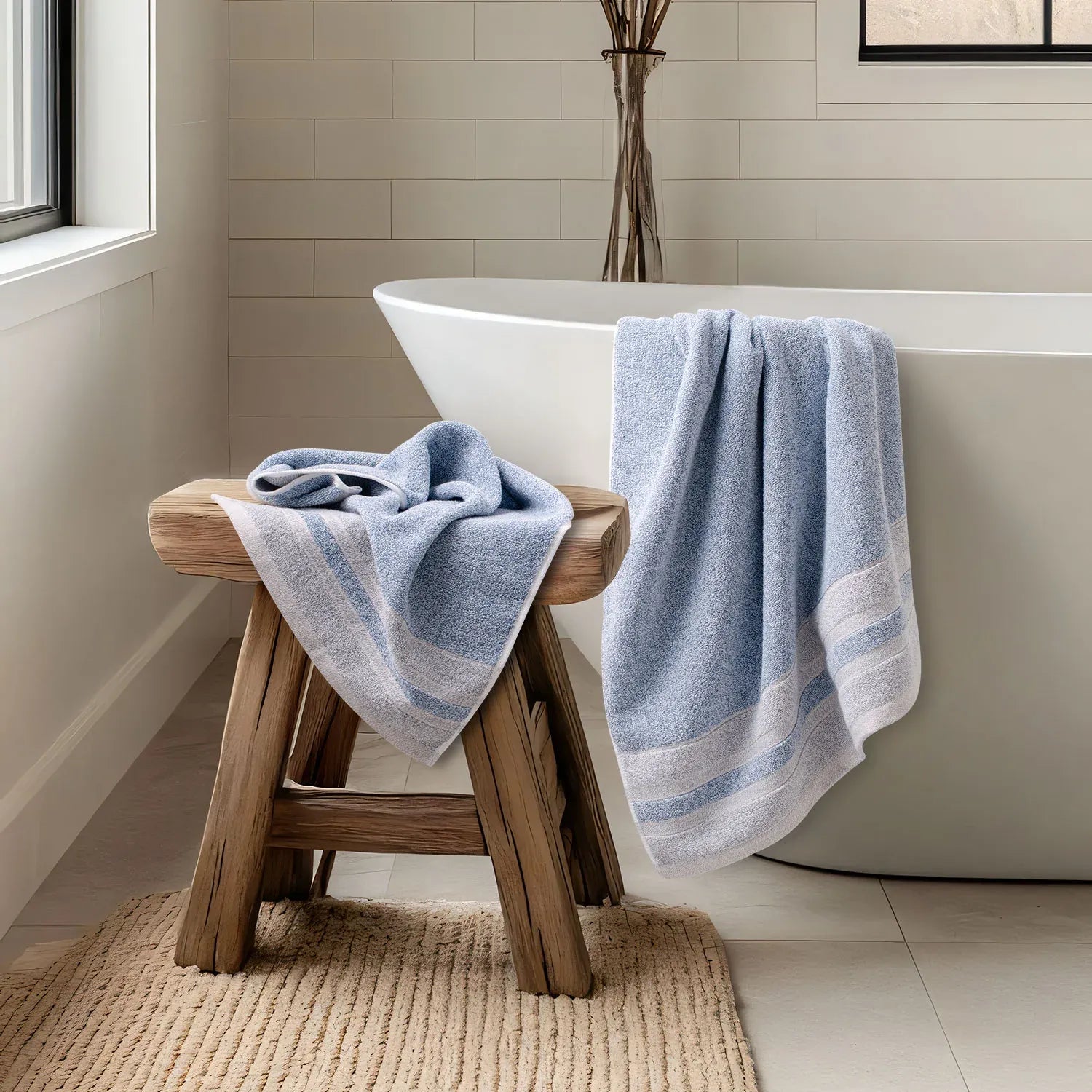100% Luxury Cotton Bath Towel - Pure Indulgence | Color : Blue 01