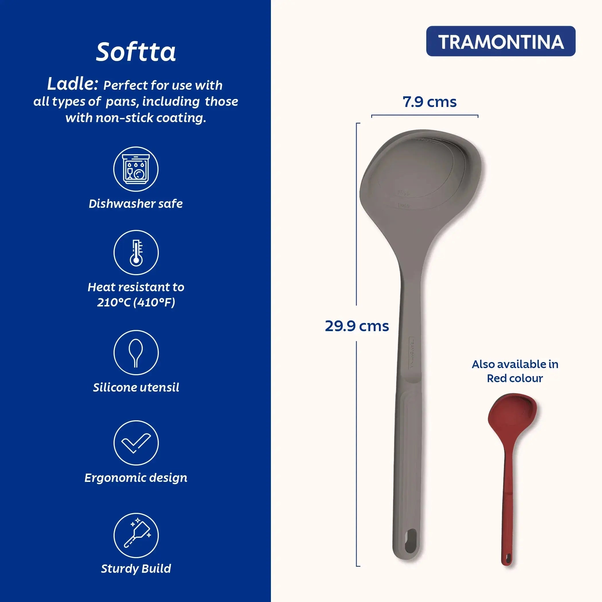 Softta Silicone Ladle - Grey Tramontina