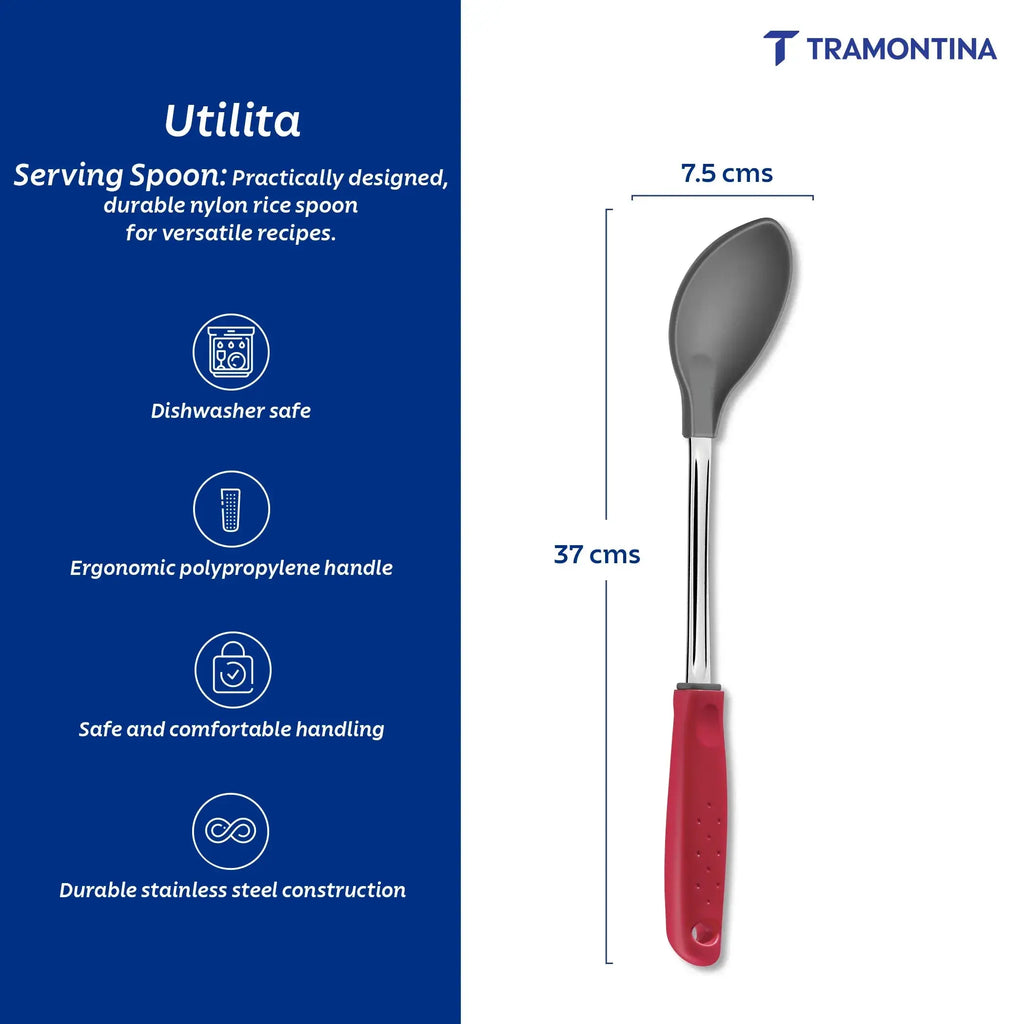 Utilitá Nylon Rice Spoon with Red Polypropylene Handle Tramontina