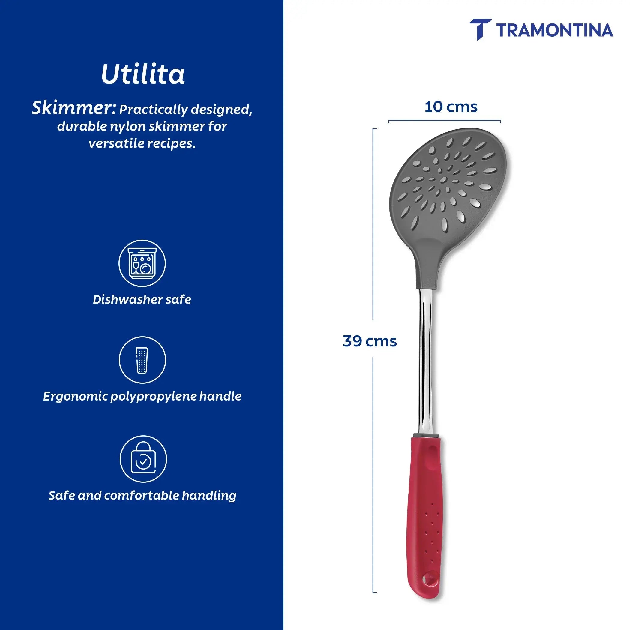 Utilitá Nylon Skimmer with Red Polypropylene Handle Tramontina