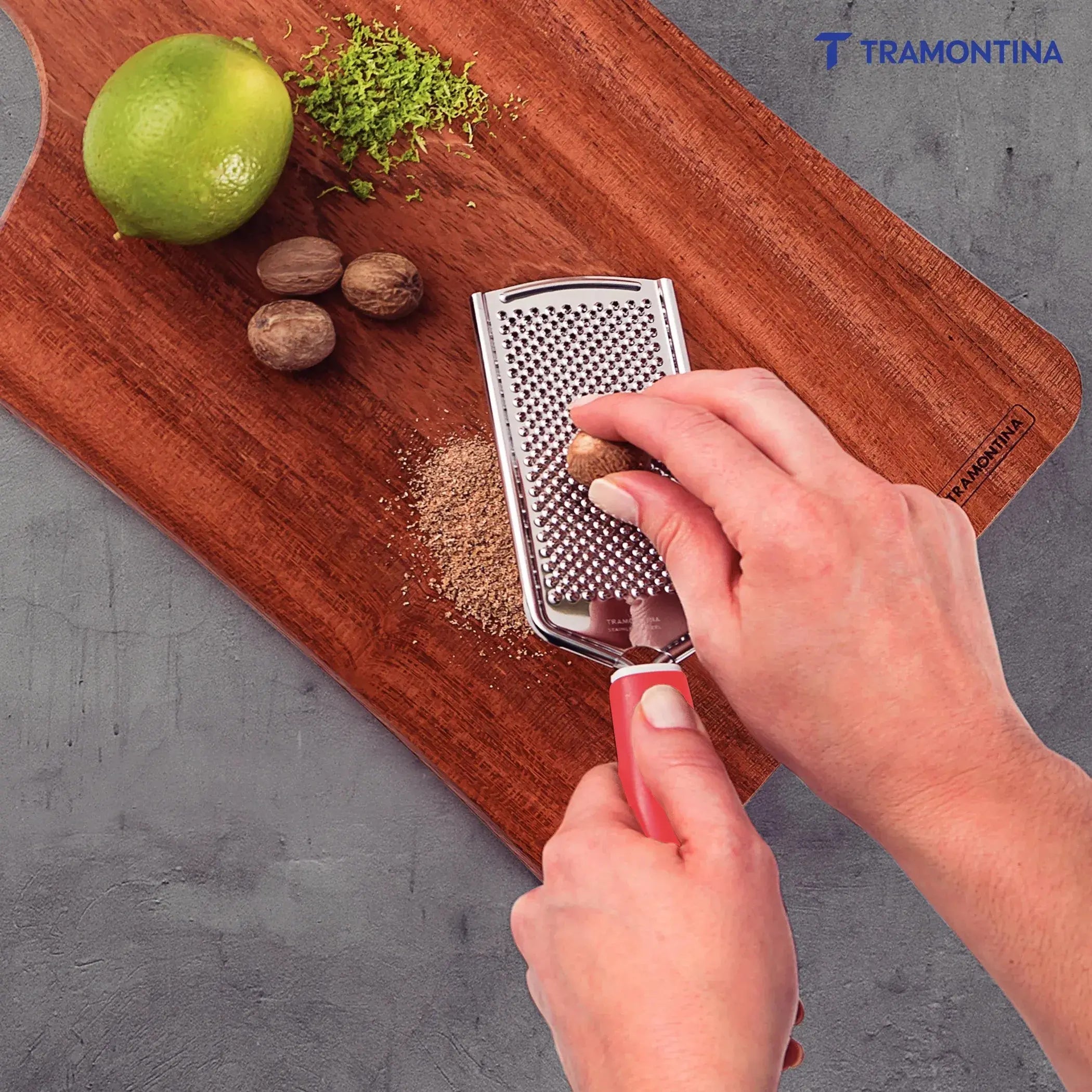 Utilitá Stainless Steel Mini Grater with Red Polypropylene Handle Tramontina