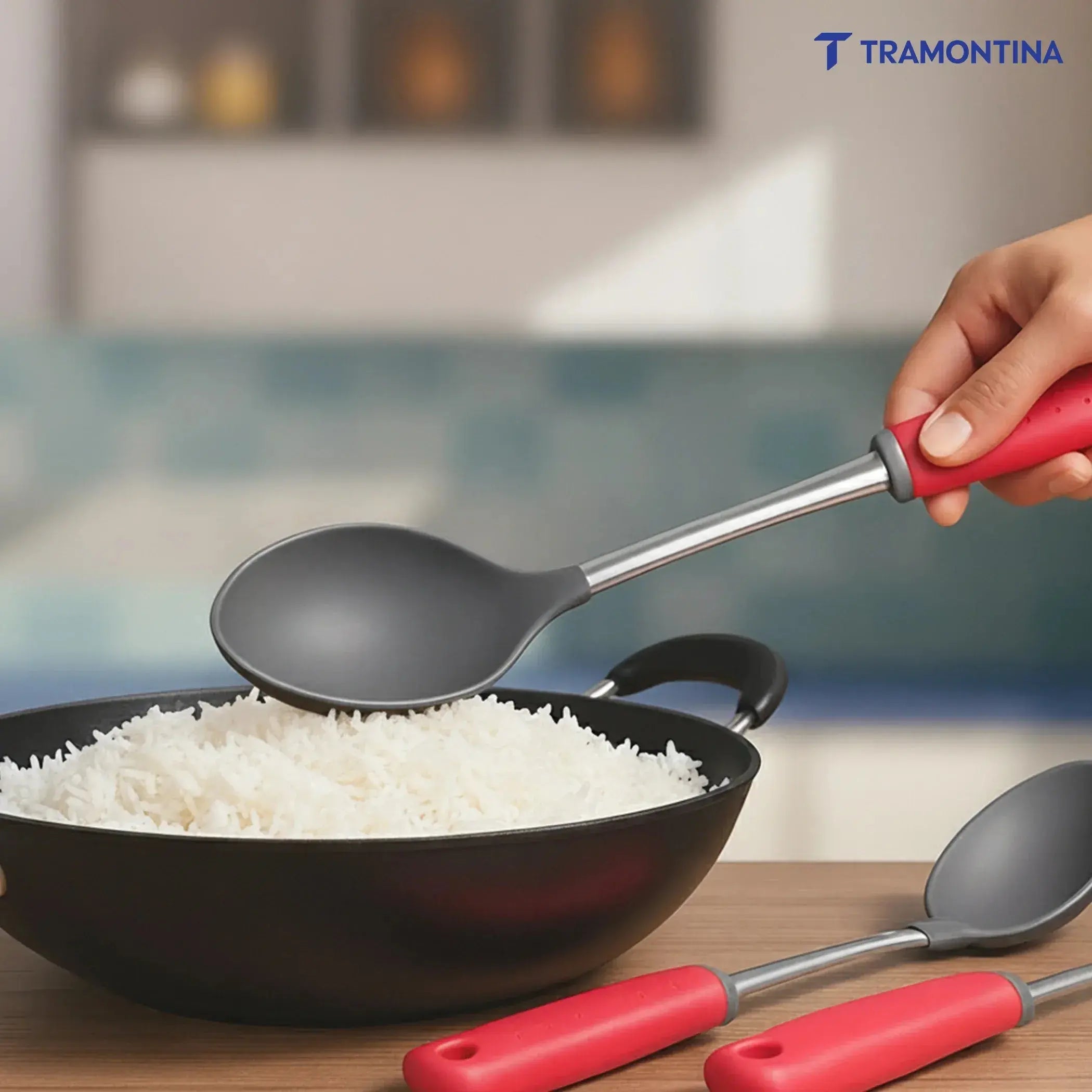 Utilitá Nylon Rice Spoon with Red Polypropylene Handle Tramontina