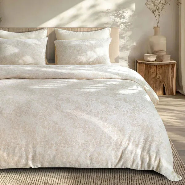 Linen Cotton JQ Bedding Collection - Everyday Softness | Color : Ivory Bloom
