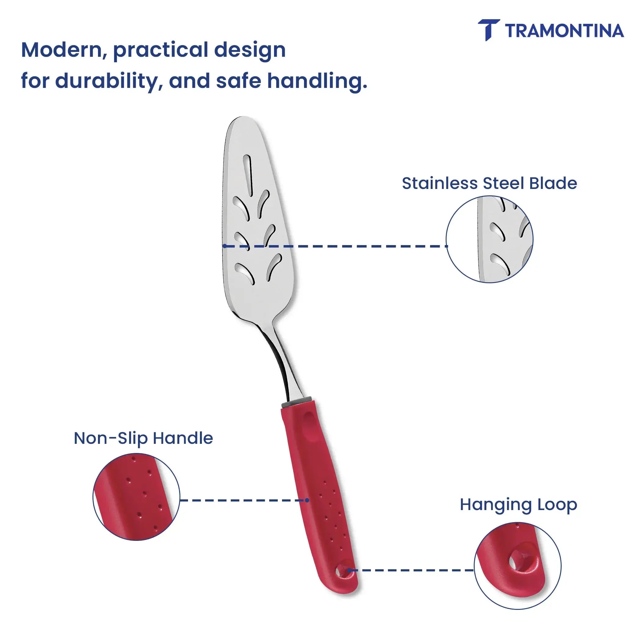 Utilitá stainless steel cake spatula with red polypropylene handle Tramontina