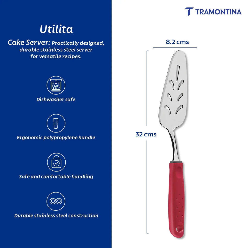 Utilitá stainless steel cake spatula with red polypropylene handle Tramontina