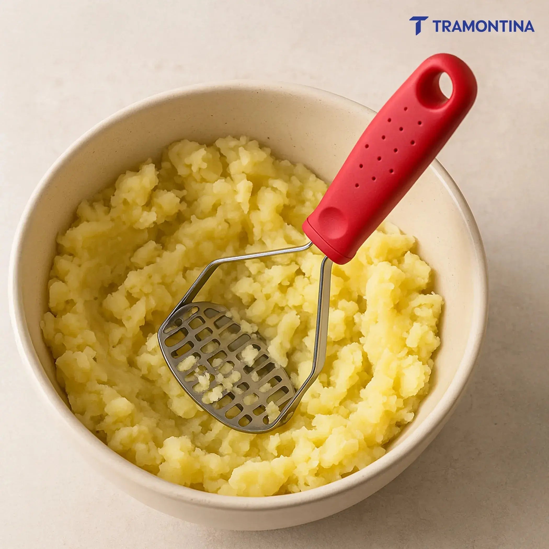 Utilitá Stainless Steel Potato Masher with Black Polypropylene Handle Tramontina