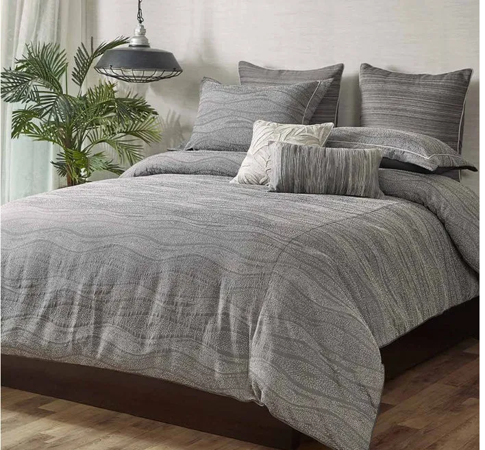 Anna Simona - Bora Bora 7 Pcs Fine Cotton Satin Duvet Ensemble Set (Charcoal)