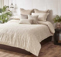 Anna Simona - Maison 8 Pcs Beige Velvet & Linen Duvet Ensemble Set (Natural)
