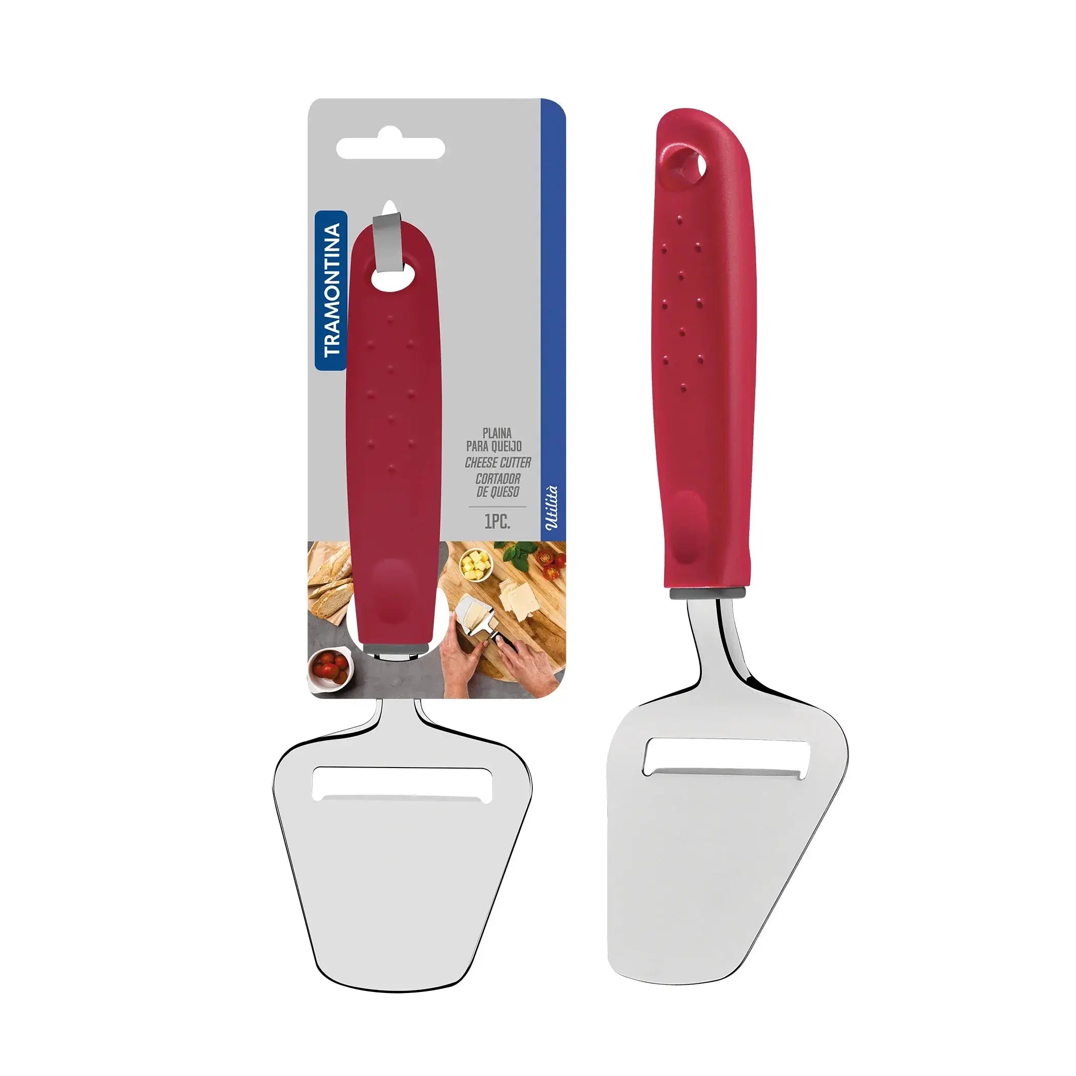 Utilitá Stainless Steel Cheese Slicer with Red Polypropylene Handle Tramontina