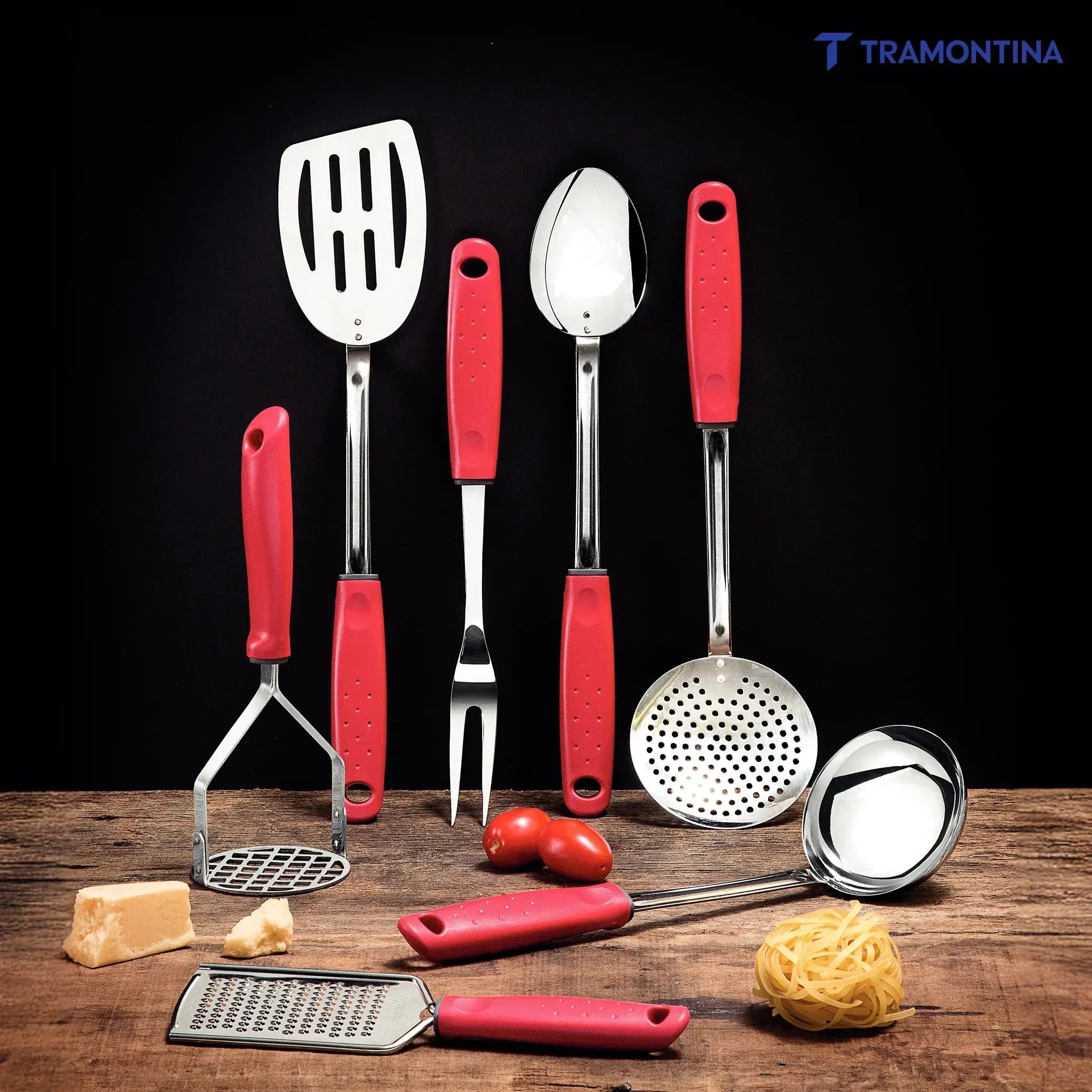 Utilitá Nylon Dough Tongs with Red Polypropylene Handle Tramontina
