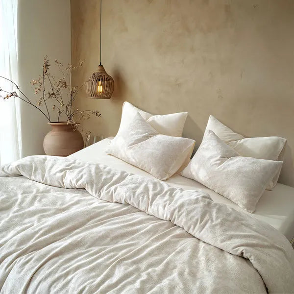 Linen Cotton JQ Bedding Collection - Everyday Softness | Color : Ivory Bloom