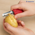 Utilitá Stainless Steel Manual Potato Peeler with Red Polypropylene Handle Tramontina