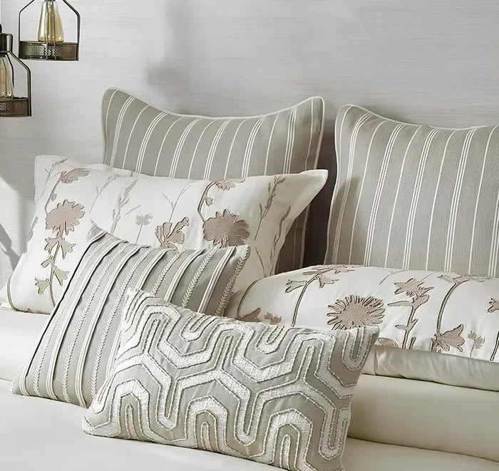 Anna Simona - Orchard 7 Pcs Beige Cotton & Viscose Linen Duvet Ensemble (Natural)