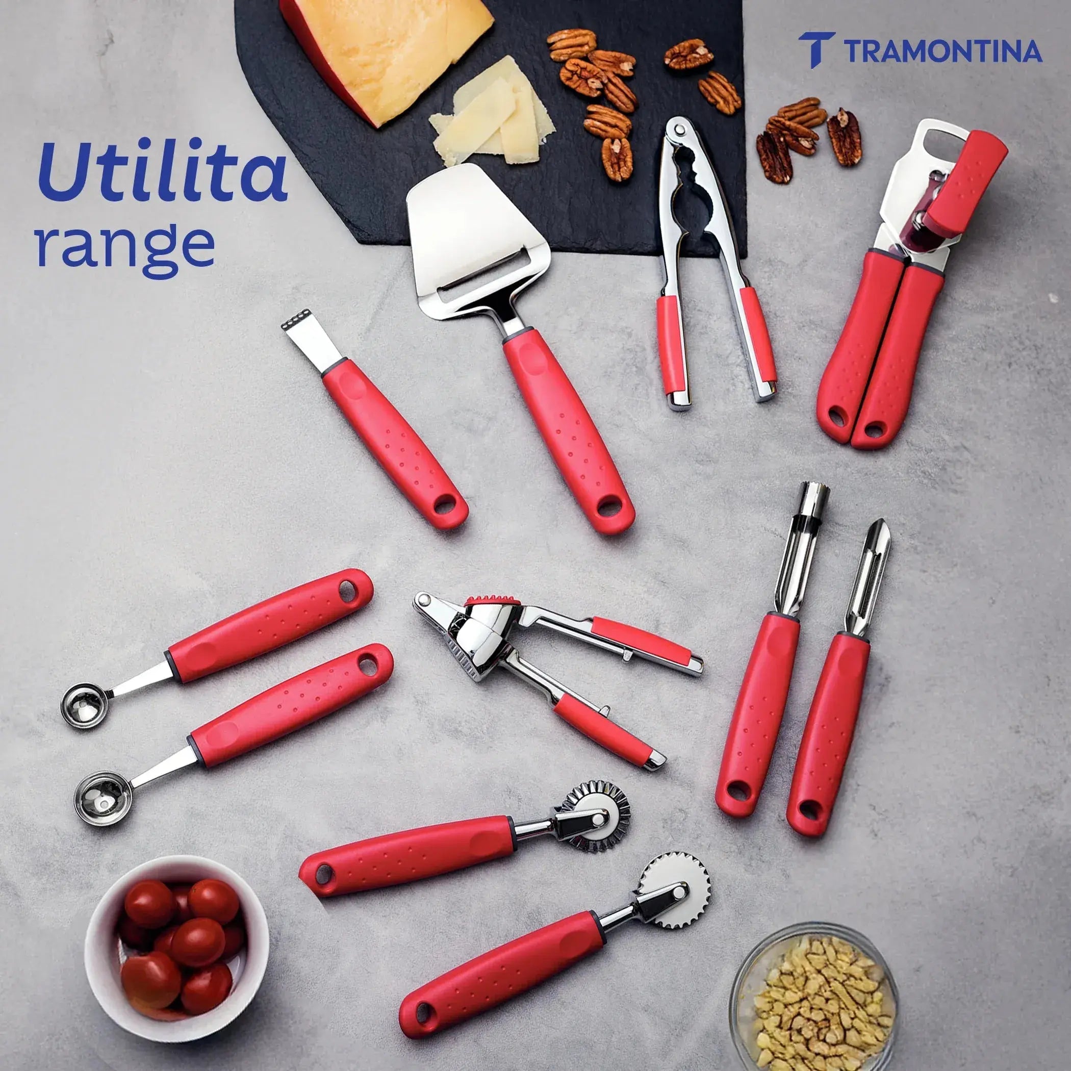 Utilitá Stainless Steel Cheese Slicer with Red Polypropylene Handle Tramontina