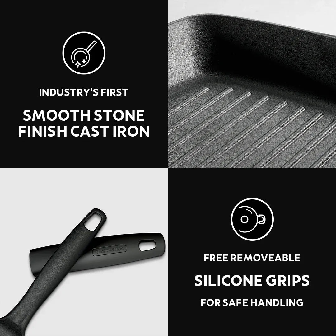 Titanex 27cm Pre-Seasoned Cast Iron Grill Pan