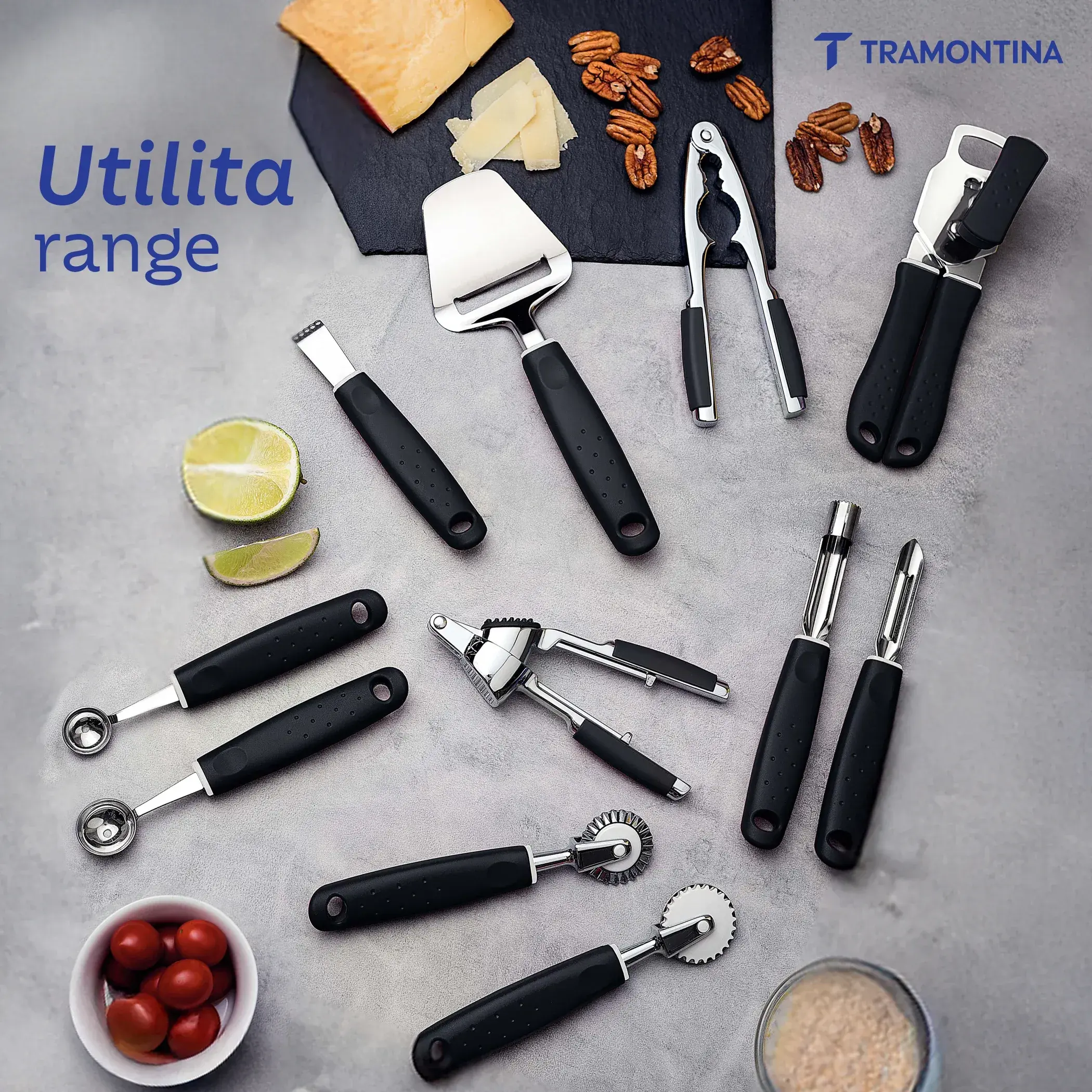 Utilitá Stainless Steel Pizza Spatula with Red Polypropylene Handle Tramontina