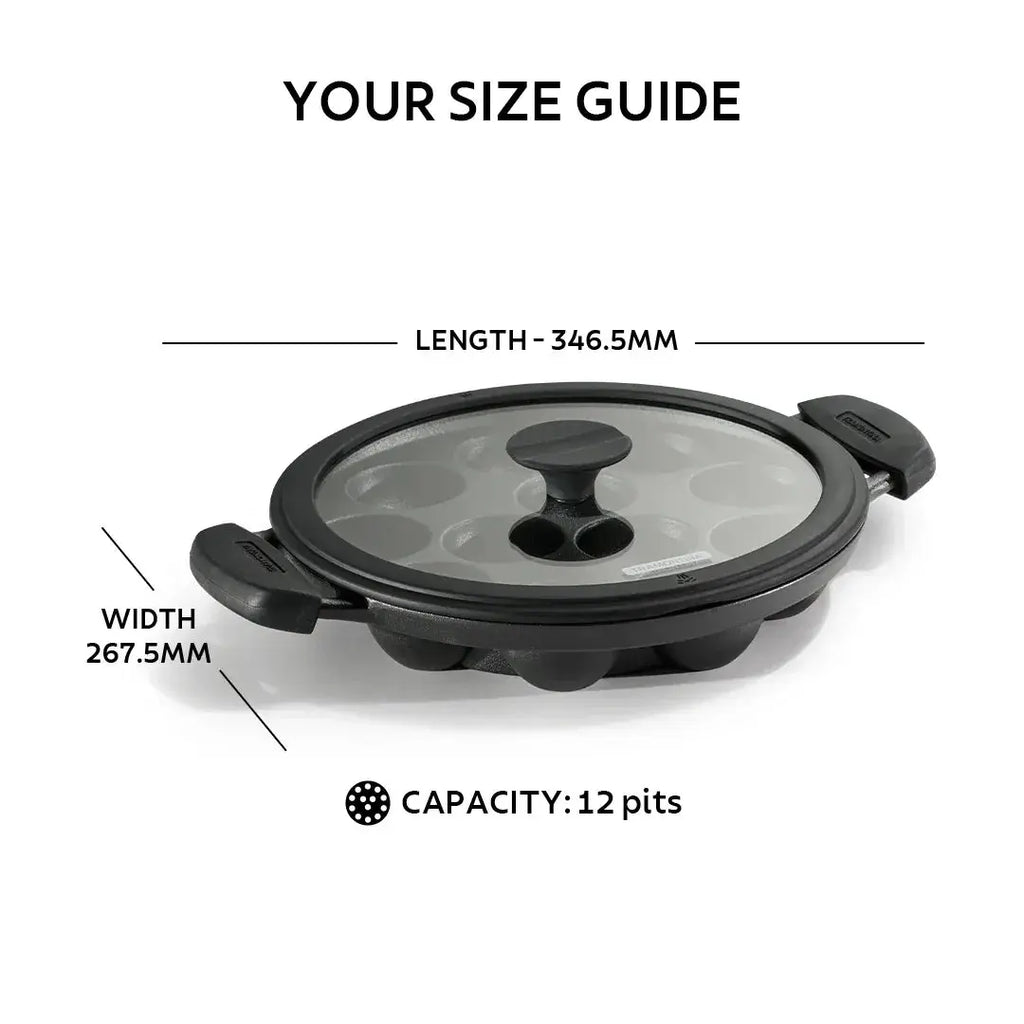 Titanex Pre-Seasoned Cast Iron Paniyaram/Appe Pan – 12 Pits Tramontina