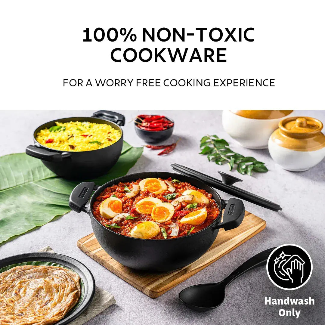 Titanex Pre-Seasoned Cast Iron Deep Kadai Tramontina