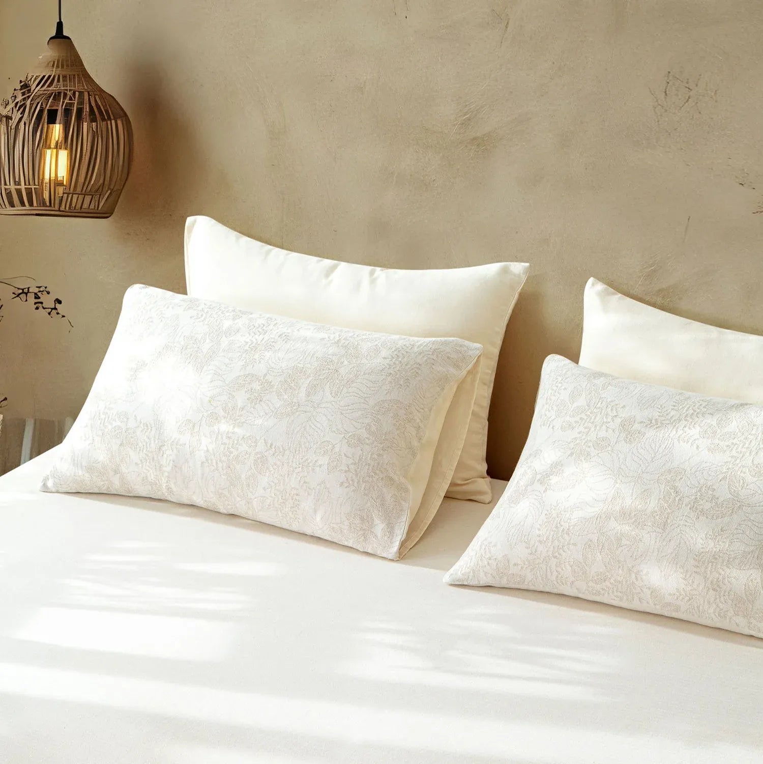 Linen Cotton JQ Bedding Collection - Everyday Softness | Color : Ivory Bloom