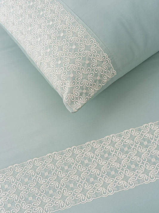 CLASSIQUE-POWDER BLUE KING BED SHEET SET | 1 KING BEDSHEET, 2Pcs PILLOW COVERS