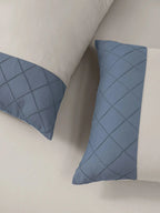 TRELLIS-PUMICE STONE-BLUEFIN KING BED SHEET SET | 1 KING BEDSHEET, 2Pcs PILLOW COVERS Sansaar A D'decor Brand