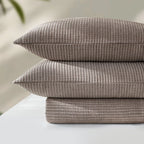 Linen Cotton Quilted Bed Spread Set – Lightweight All-Season Comfort - 3pcs Set | Color : Brown