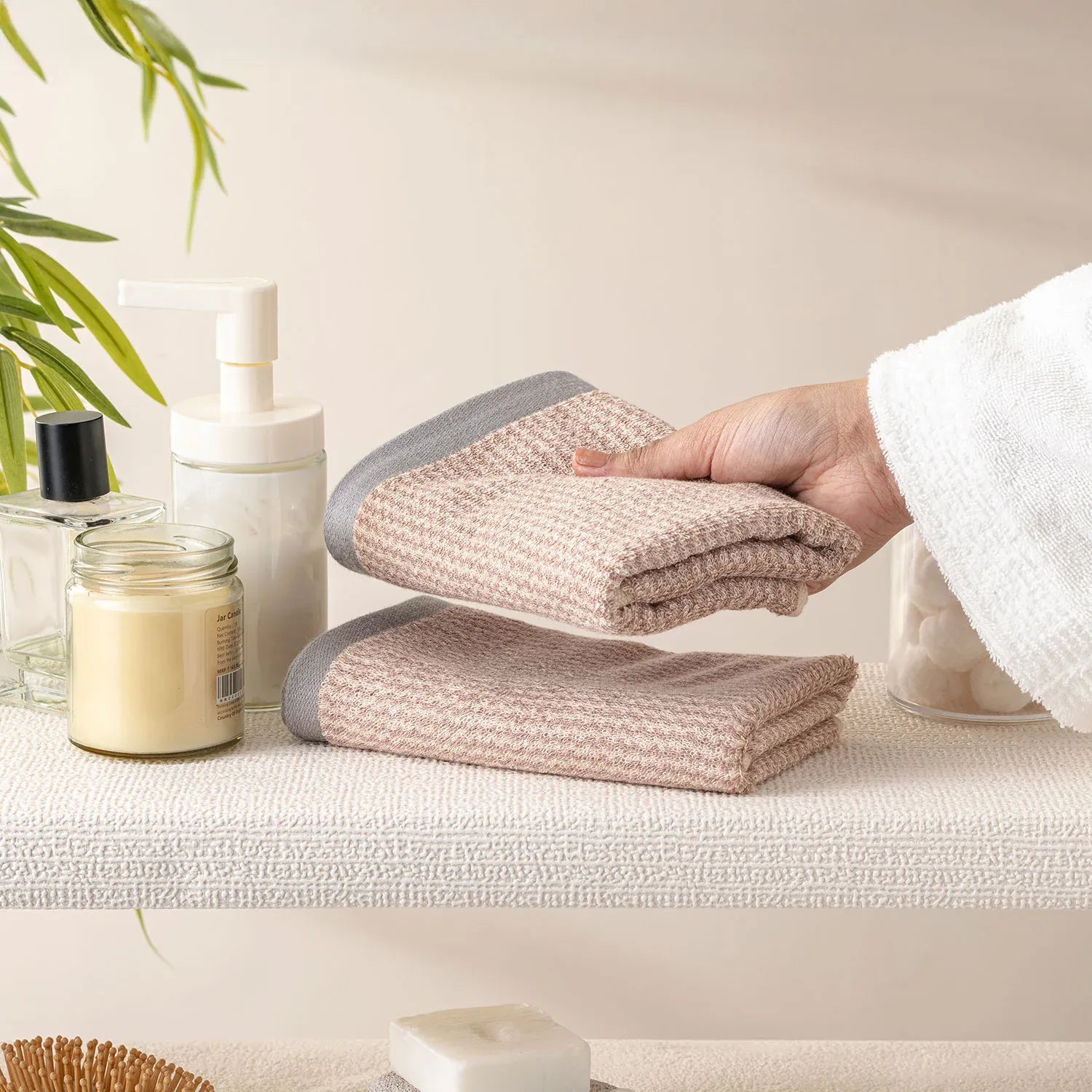 The Bamboo 2 Pcs Face Towel – Gentle Quick-Drying Care for Your Skin | Color : Beige 02