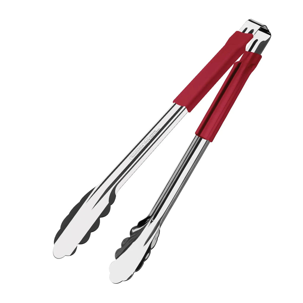 Utilitá stainless steel tongs with red rubber handle, 30 cm Tramontina