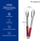 Utilitá stainless steel tongs with red rubber handle, 30 cm Tramontina