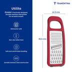 Utilitá Stainless Steel and ABS Grater with Rubberized Base, Red Tramontina
