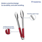 Utilitá stainless steel tongs with red rubber handle, 30 cm Tramontina