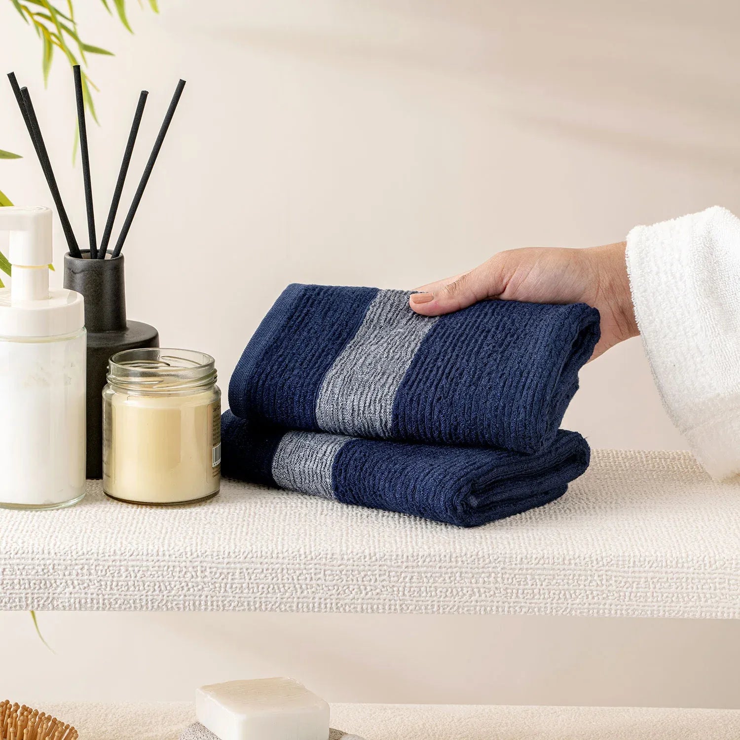 The Bamboo 2 Pcs Face Towel – Gentle Quick-Drying Care for Your Skin | Color : Navy 01