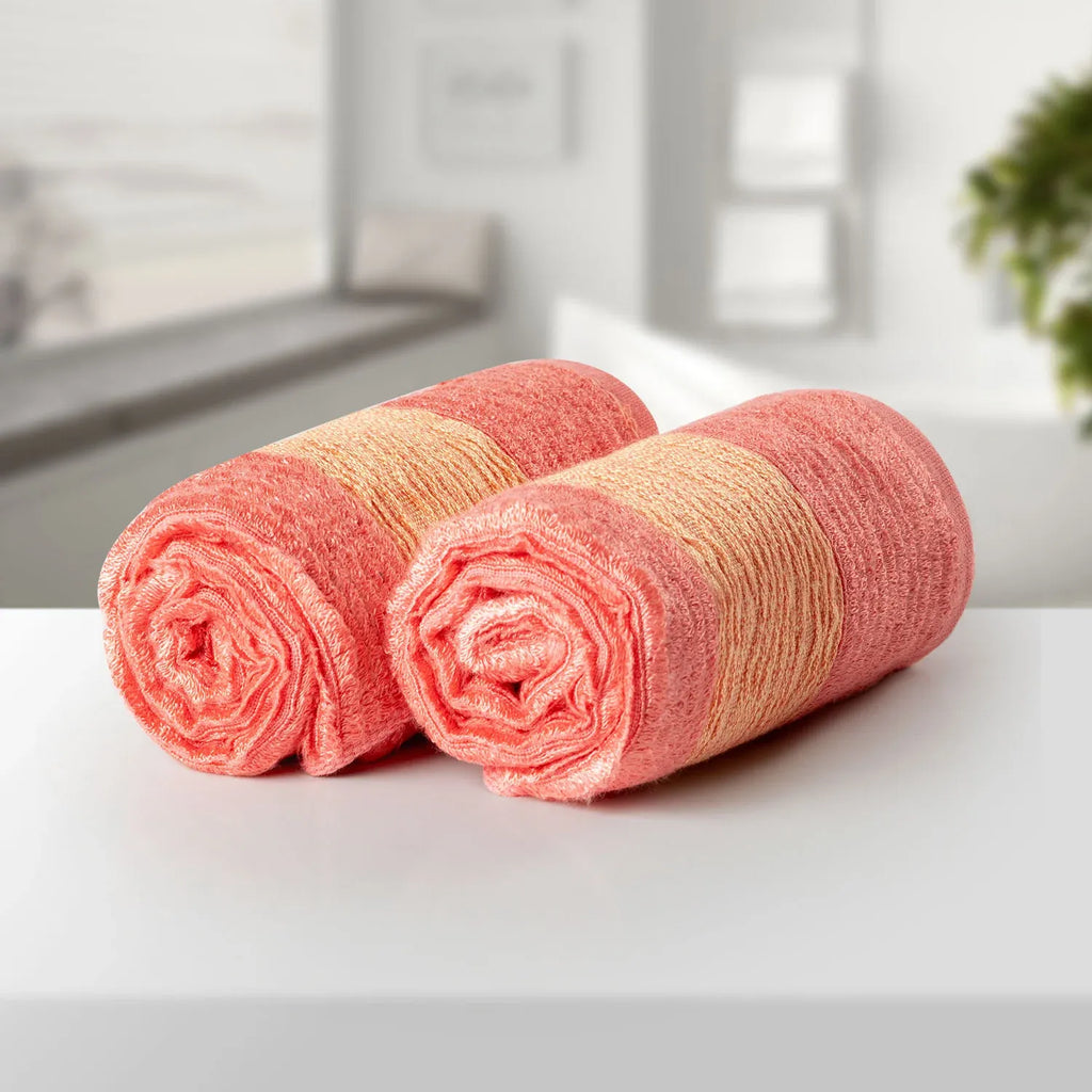 The Bamboo 2 Pcs Face Towel – Gentle Quick-Drying Care for Your Skin | Color : Peach 01