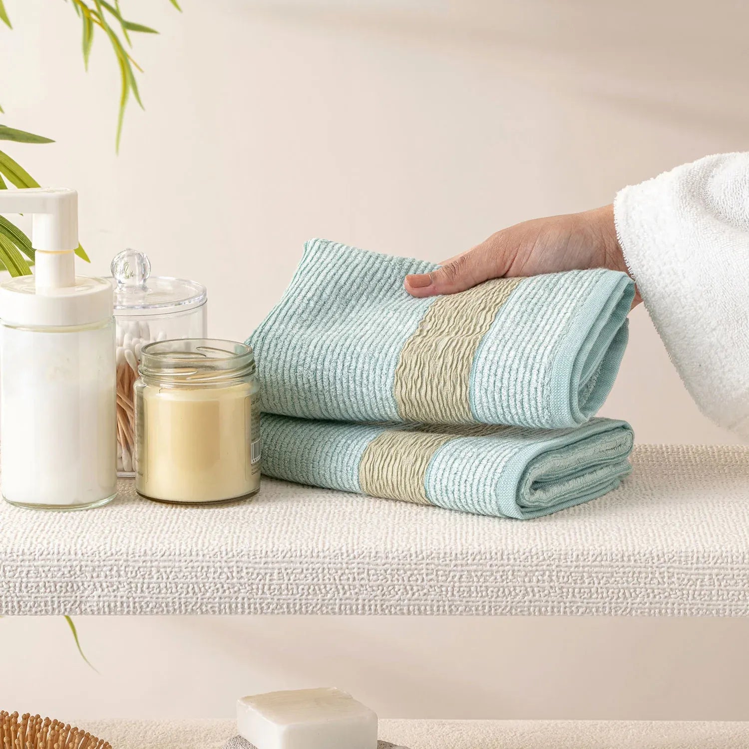 The Bamboo 2 Pcs Face Towel – Gentle Quick-Drying Care for Your Skin | Color : Light Blue 01