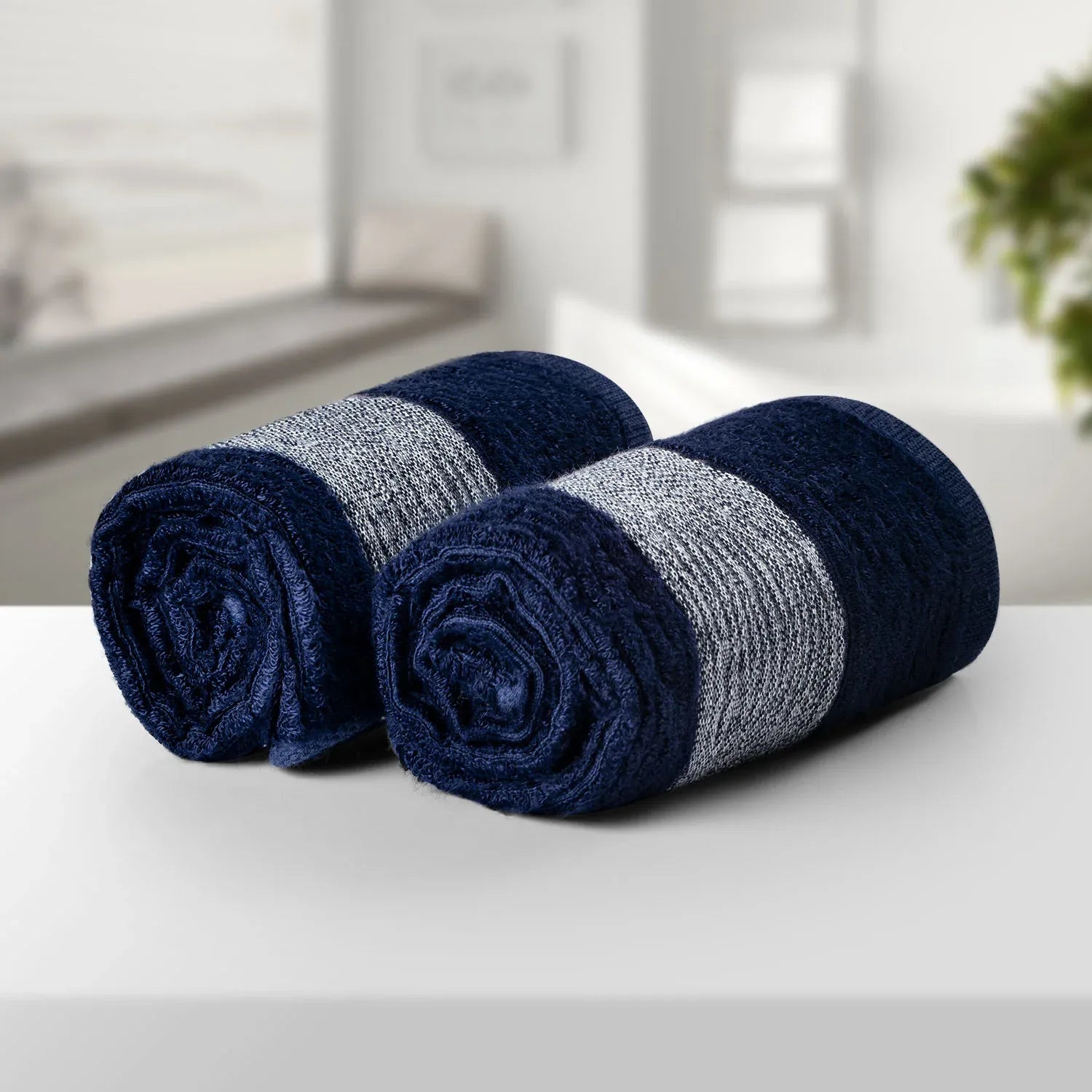 The Bamboo 2 Pcs Face Towel – Gentle Quick-Drying Care for Your Skin | Color : Navy 01