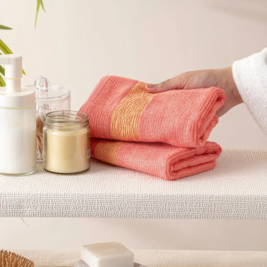 The Bamboo 2 Pcs Face Towel – Gentle Quick-Drying Care for Your Skin | Color : Peach 01