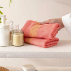 The Bamboo 2 Pcs Face Towel – Gentle Quick-Drying Care for Your Skin | Color : Peach 01