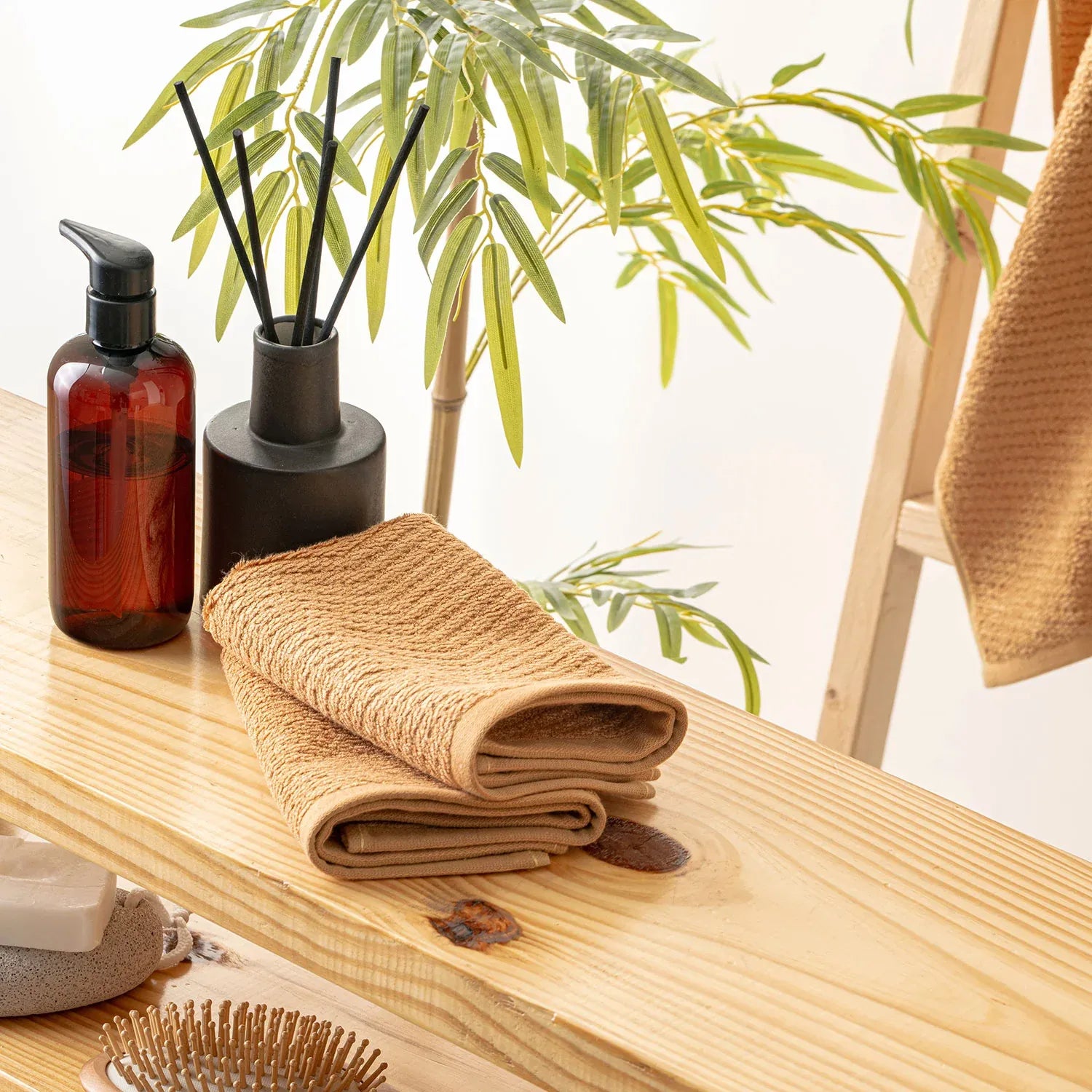 The Bamboo 2 Pcs Face Towel – Gentle Quick-Drying Care for Your Skin | Color : Brown 04