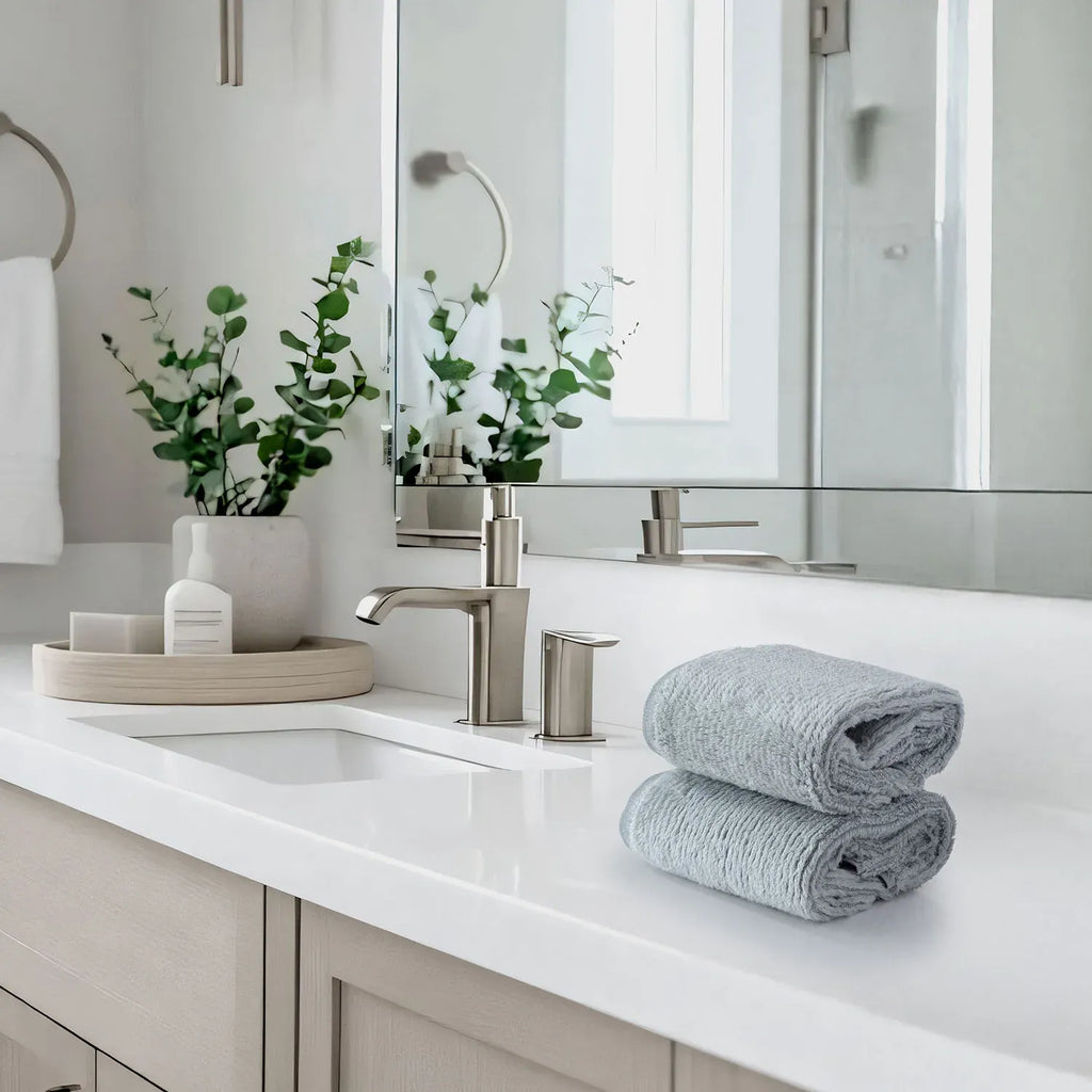 Earth Cotton 2 Pcs Hand Towels - 100% Cotton Towels  Color : Silver