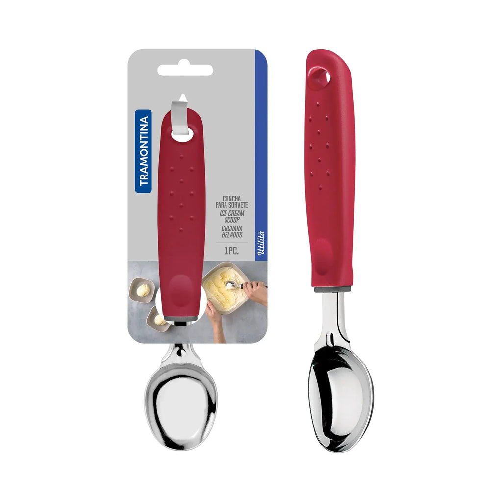 Utilitá ice cream scoop with stainless steel blade and red polypropylene handle Tramontina