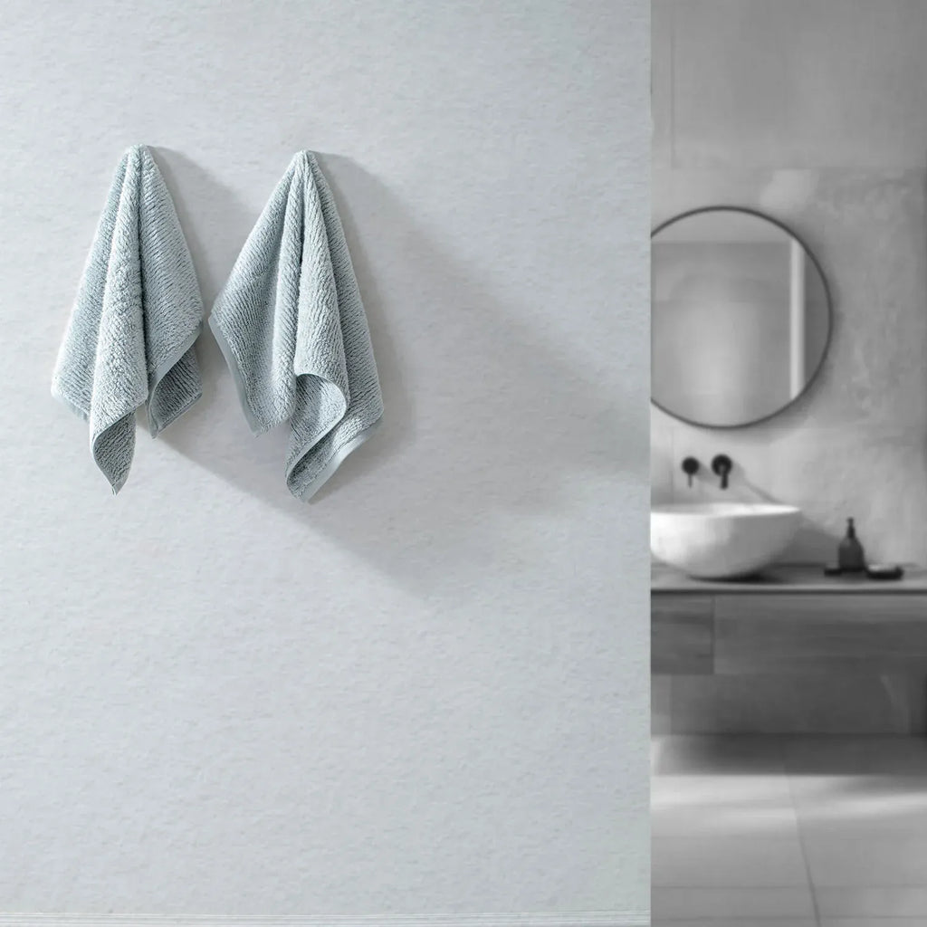 Earth Cotton 2 Pcs Hand Towels - 100% Cotton Towels  Color : Silver
