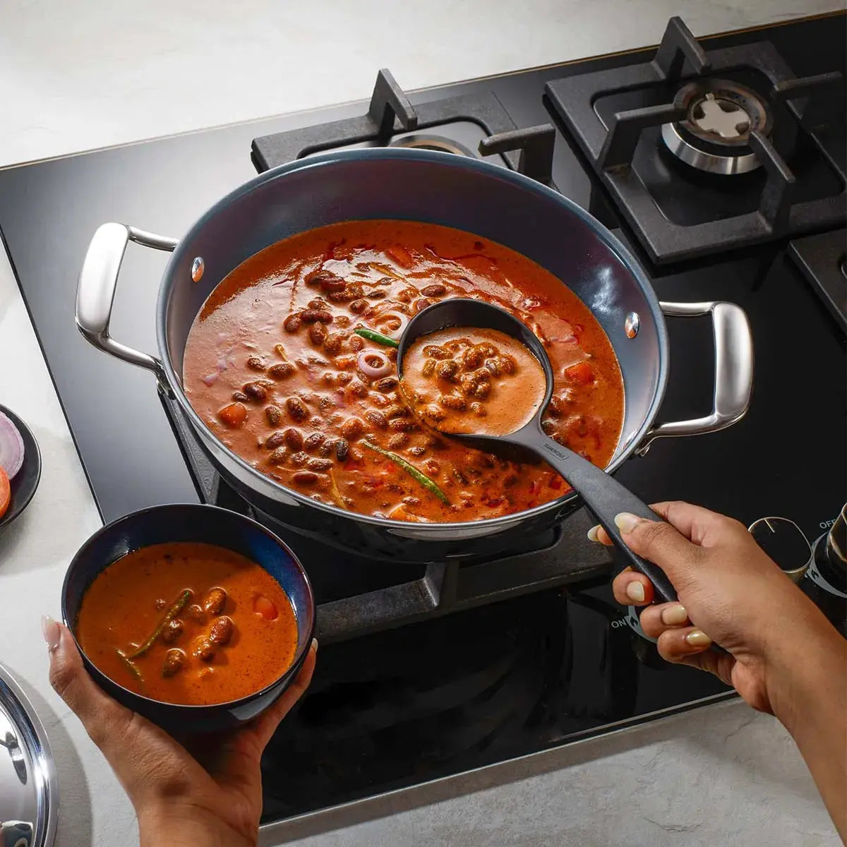 Fusao EX+ Triply Ceramic Kadai with SS Lid Tramontia