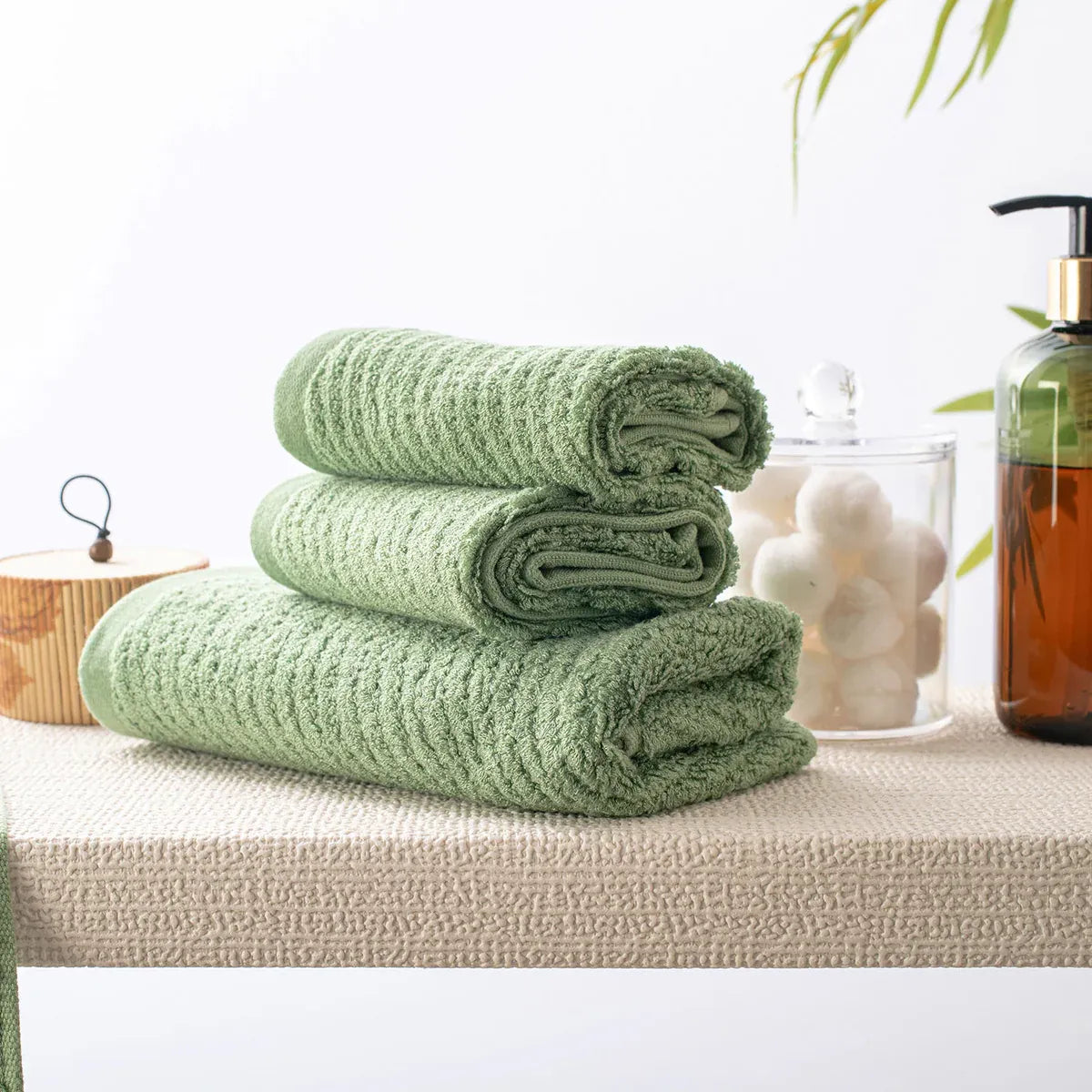 The Bamboo 2 Pcs Face Towel – Gentle Quick-Drying Care for Your Skin | Color : Green 04