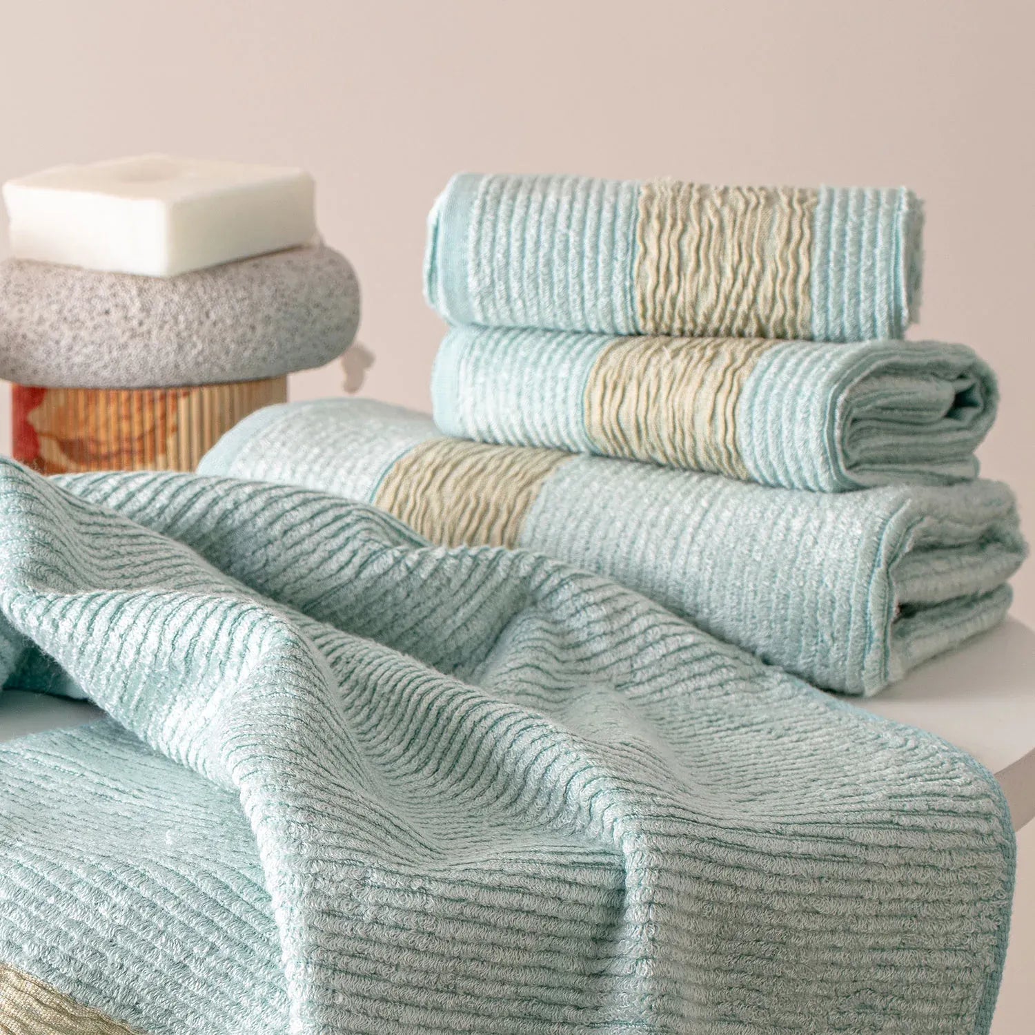 The Bamboo 2 Pcs Face Towel – Gentle Quick-Drying Care for Your Skin | Color : Light Blue 01