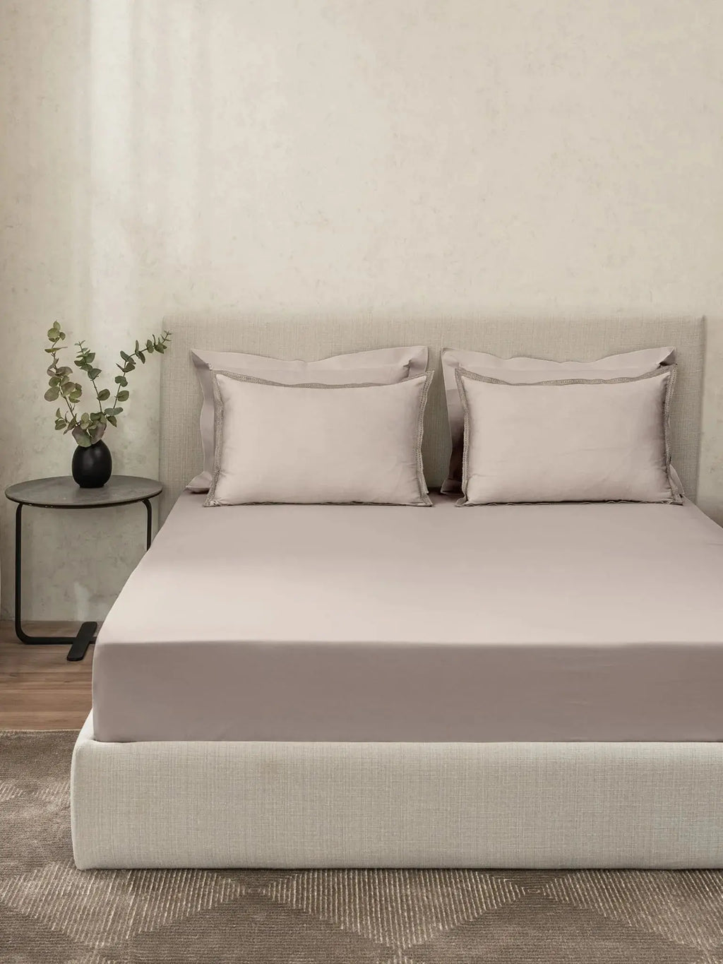 CHANTILLY-PUMICE STONE KING BED SHEET SET | 1 KING BEDSHEET, 2Pcs PILLOW COVERS Sansaar A D'decor Brand