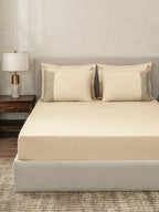 TRELLIS-BISCOTTI-FRENCH OAK KING BED SHEET SET | 1 KING BEDSHEET, 2Pcs PILLOW COVERS Sansaar A D'decor Brand