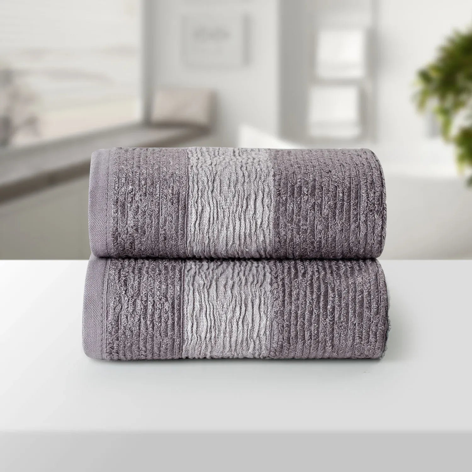 The Bamboo 2 Pcs Hand Towel – Ultra-Absorbent Elegance for Everyday Use| Color : Grey 01