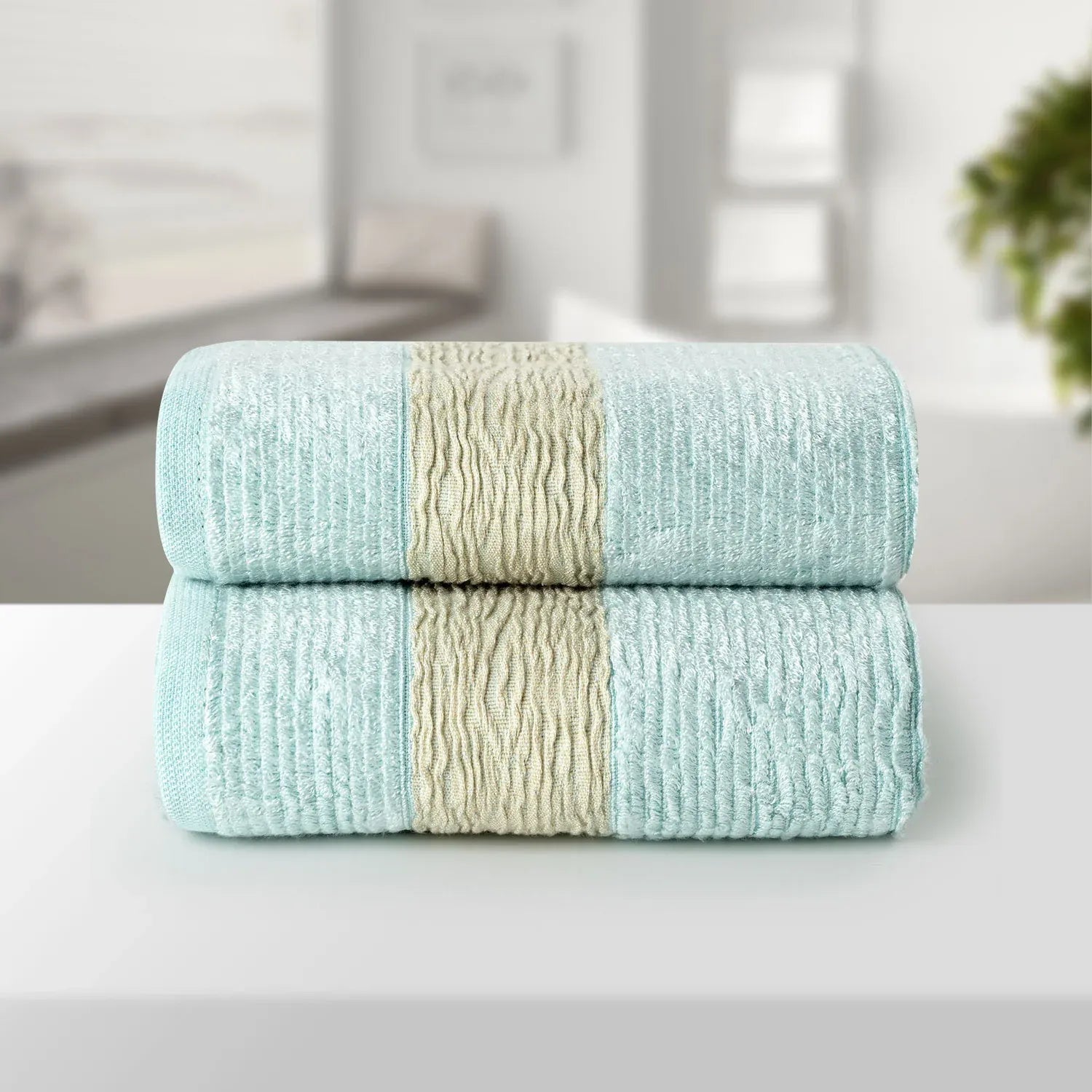 The Bamboo 2 Pcs Hand Towel – Ultra-Absorbent Elegance for Everyday Use| Color : Light Blue 01