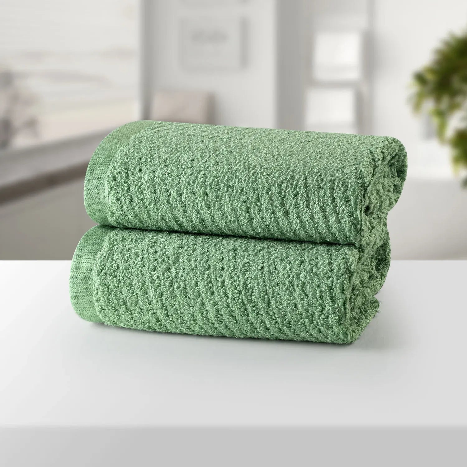 The Bamboo 2 Pcs Hand Towel – Ultra-Absorbent Elegance for Everyday Use| Color : Green 04
