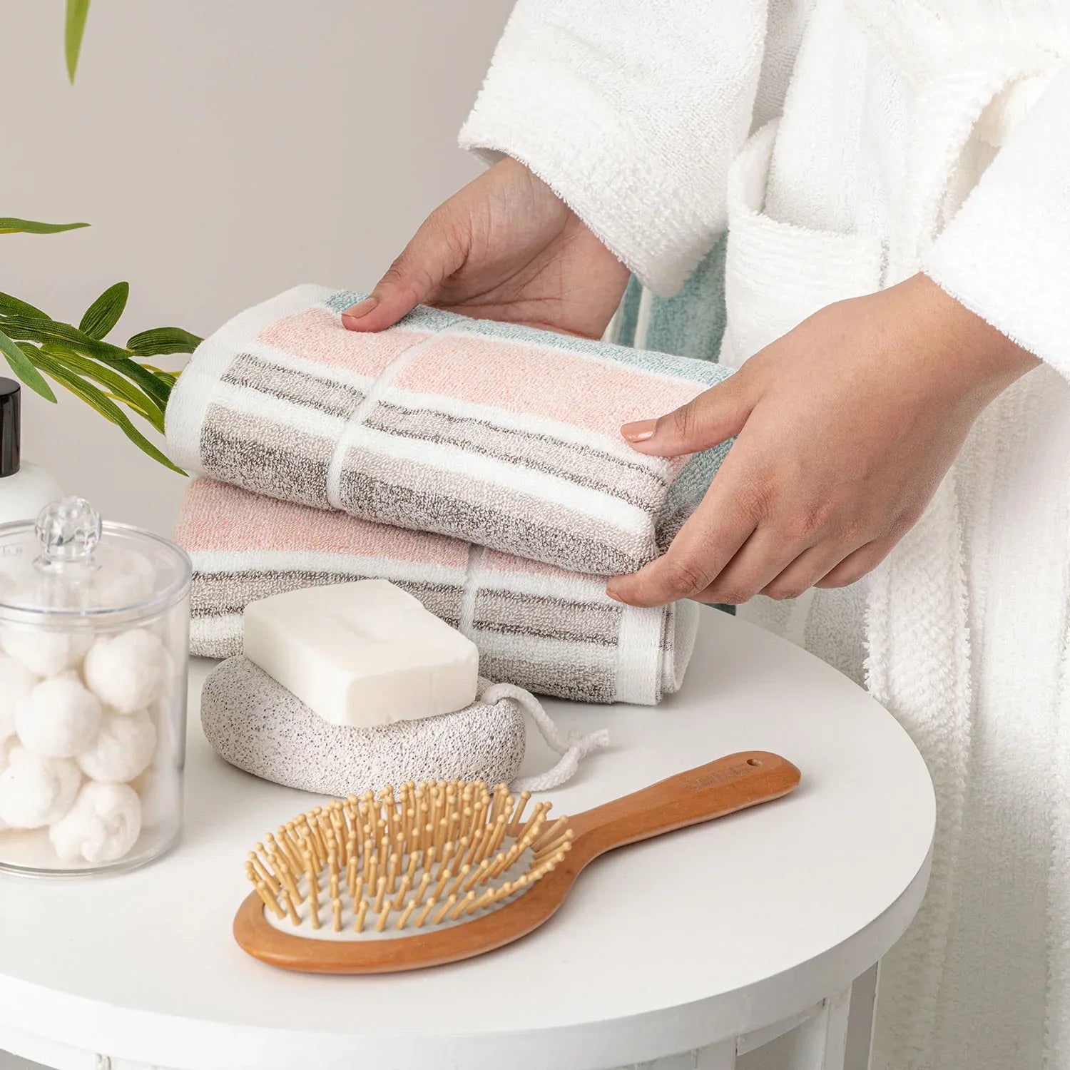 The Bamboo 2 Pcs Hand Towel – Ultra-Absorbent Elegance for Everyday Use| Color : Blue 05